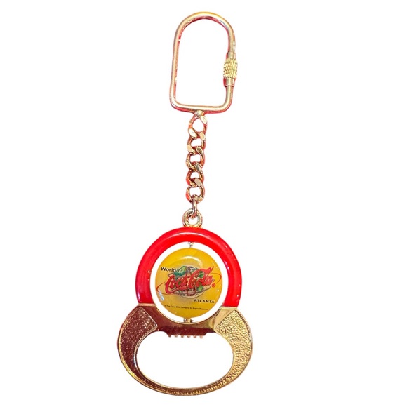 Coca Cola Accessories - NWOT Vintage Coca Cola Keychain/ Bottle Opener Spinner 
In Gold, Red And Yellow.